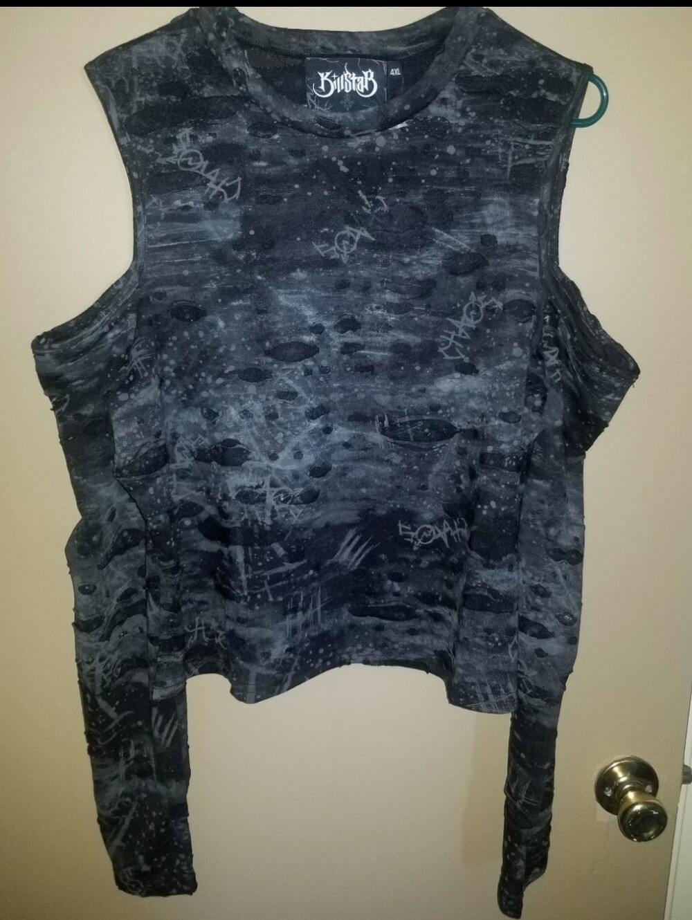 Killstar Punkster Cold Shoulder Crop Top - 4XL